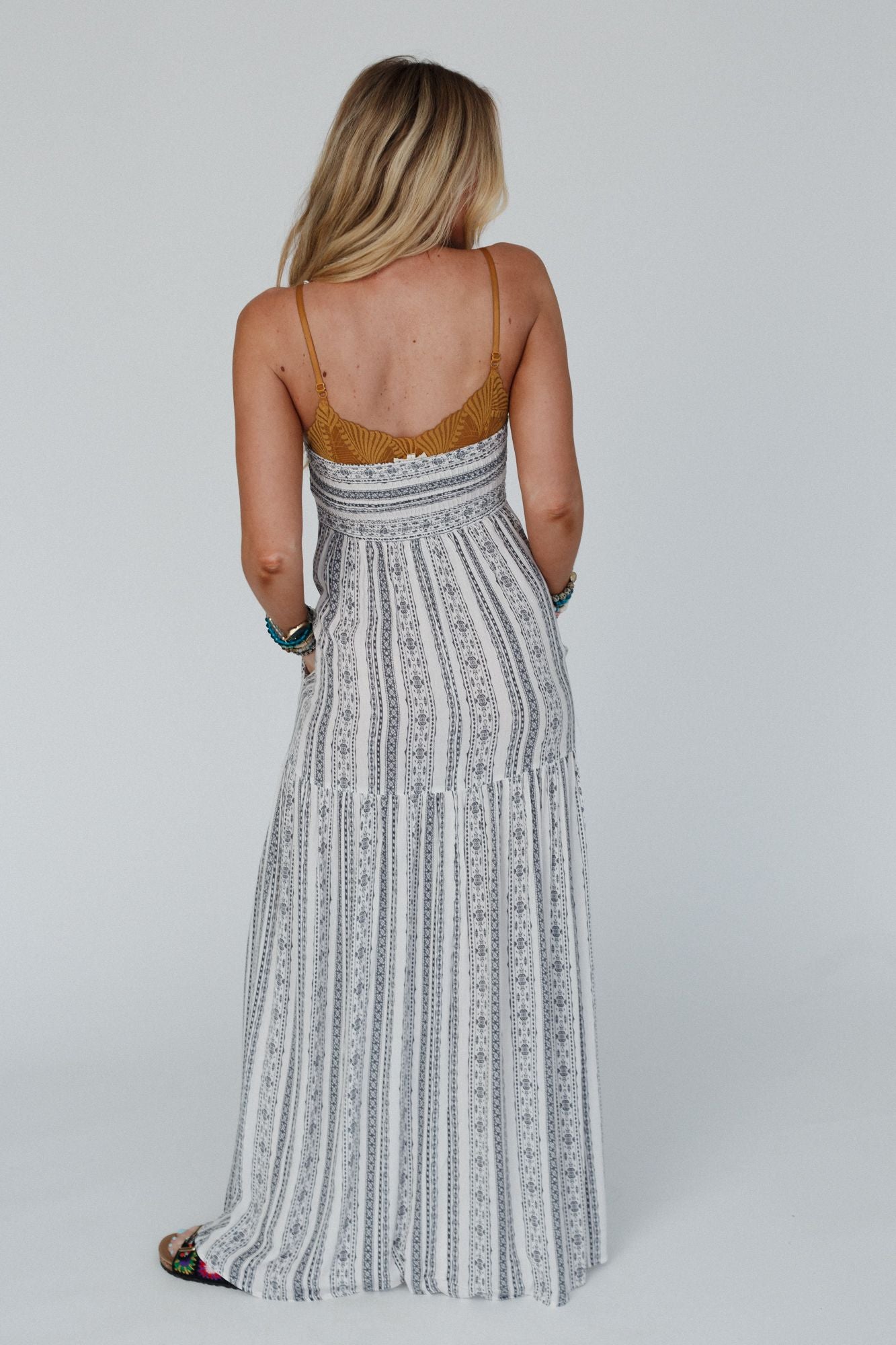 Ethereal Aztec Halter Maxi Dress - Charcoal