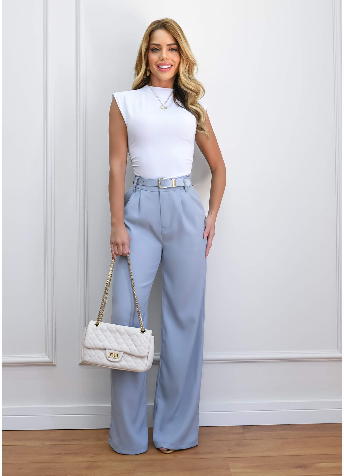 WIDE LEG PLEATED DRESS PANTS