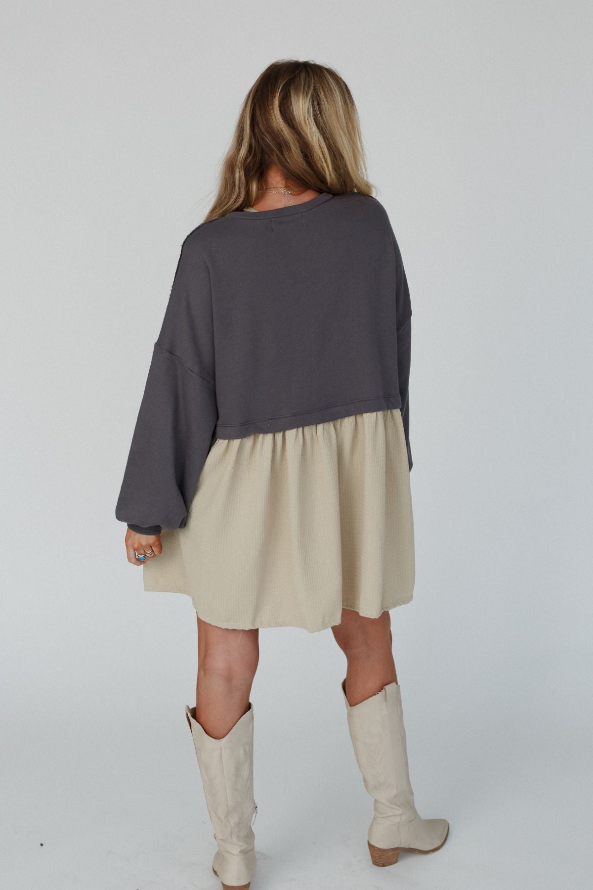 Twiggy Color Block Tunic - Charcoal