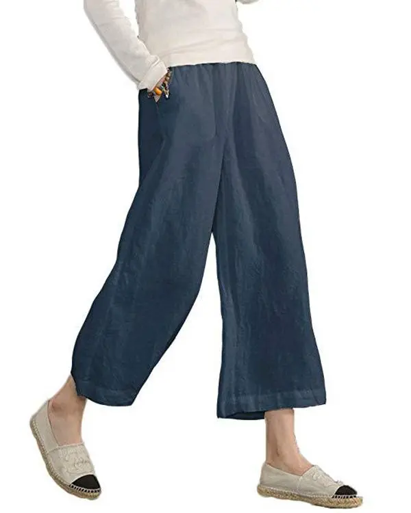 Women Solid Casual Linen Havana Nights Pants