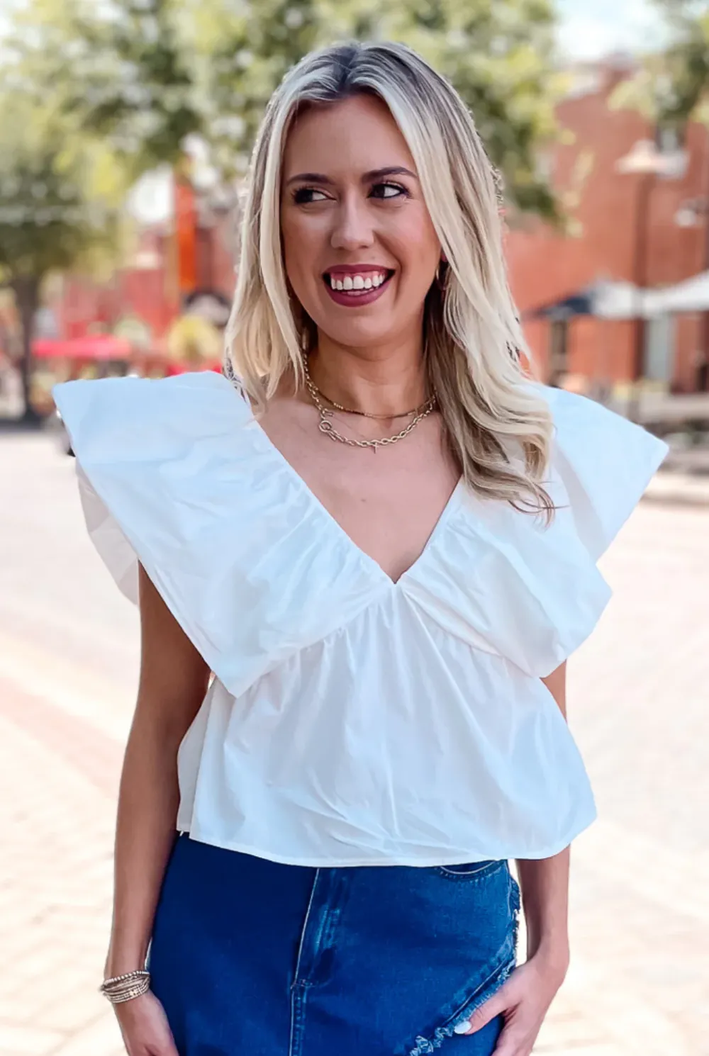 Popplin Ruffle Top