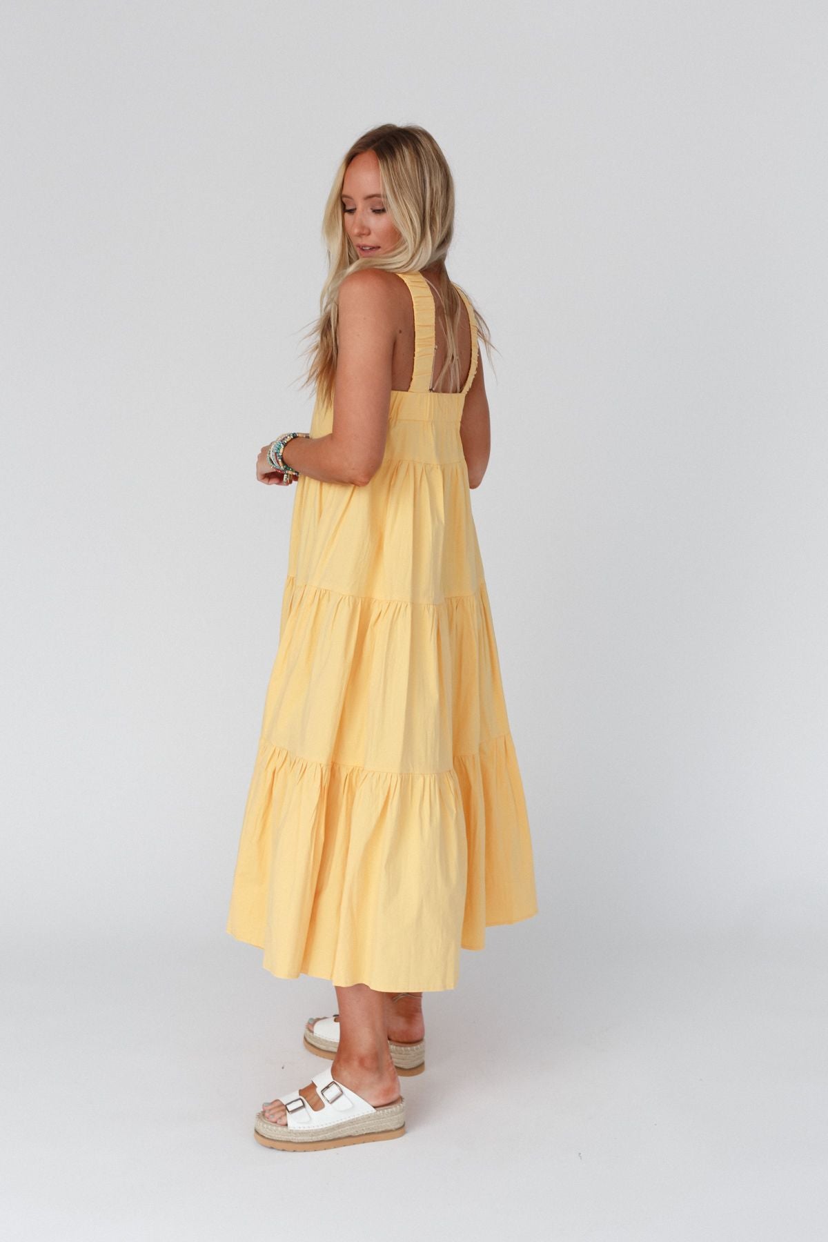 Sun Blissed Tiered Dress - Mustard