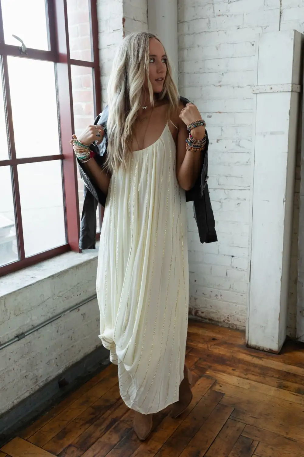 Evangeline Striped Maxi Dress - Cream