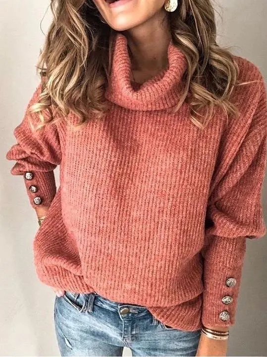 Solid Color Knit Sweater