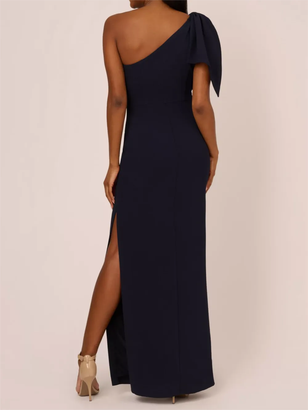 Crepe Asymmetric Bow Maxi Dress