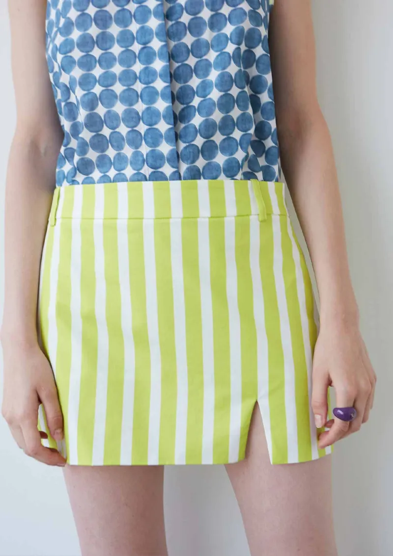 LIME STRIPED TAPA SKIRT