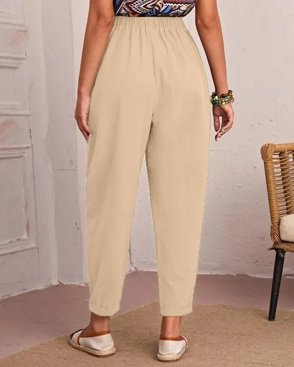 Linen Stretch Casual Pocket Pants