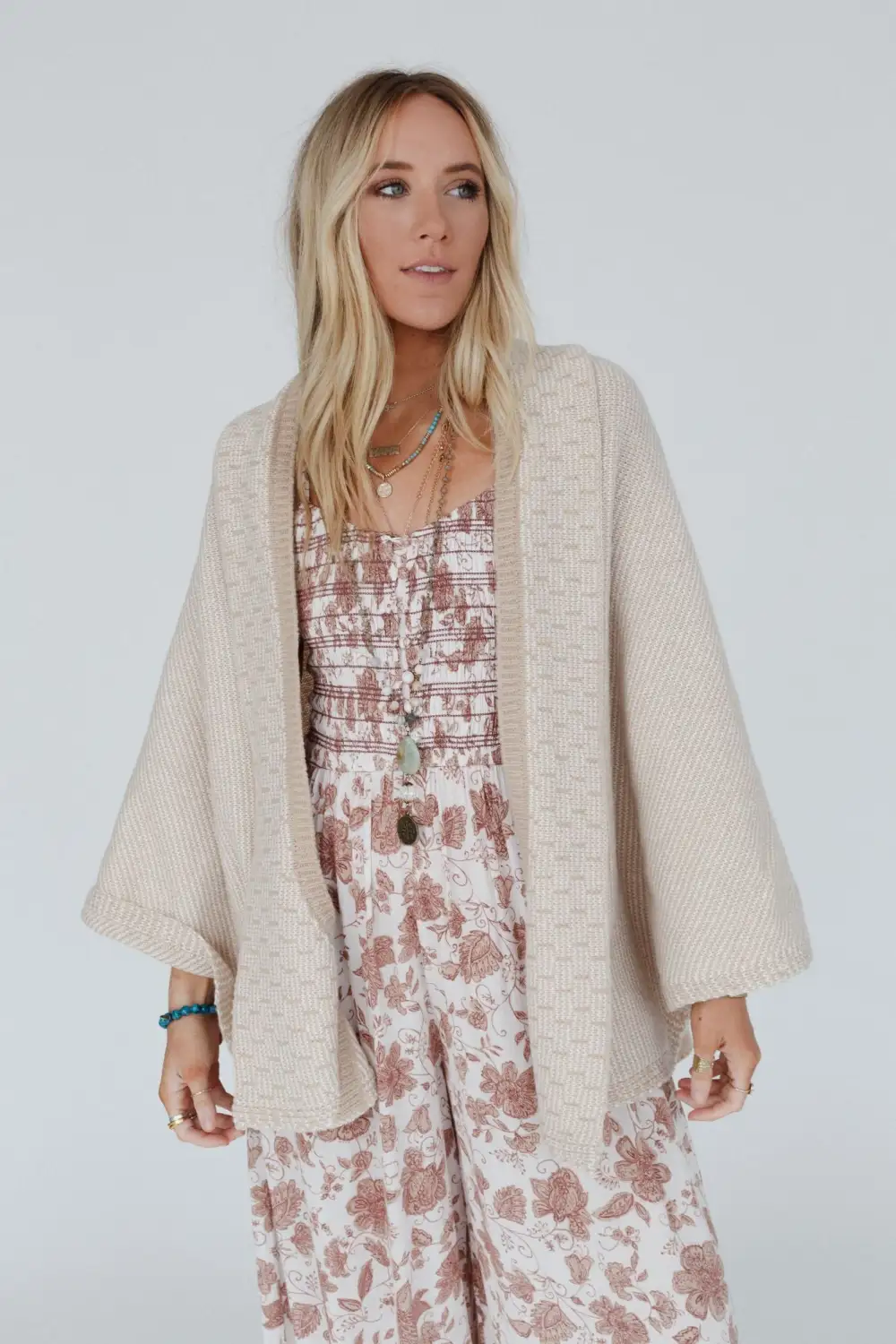 Blakely Cozy Knit Shawl - Beige