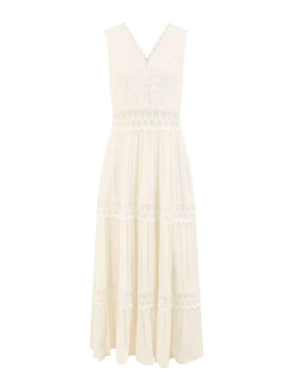 Lace Trim Cotton Maxi Sundress