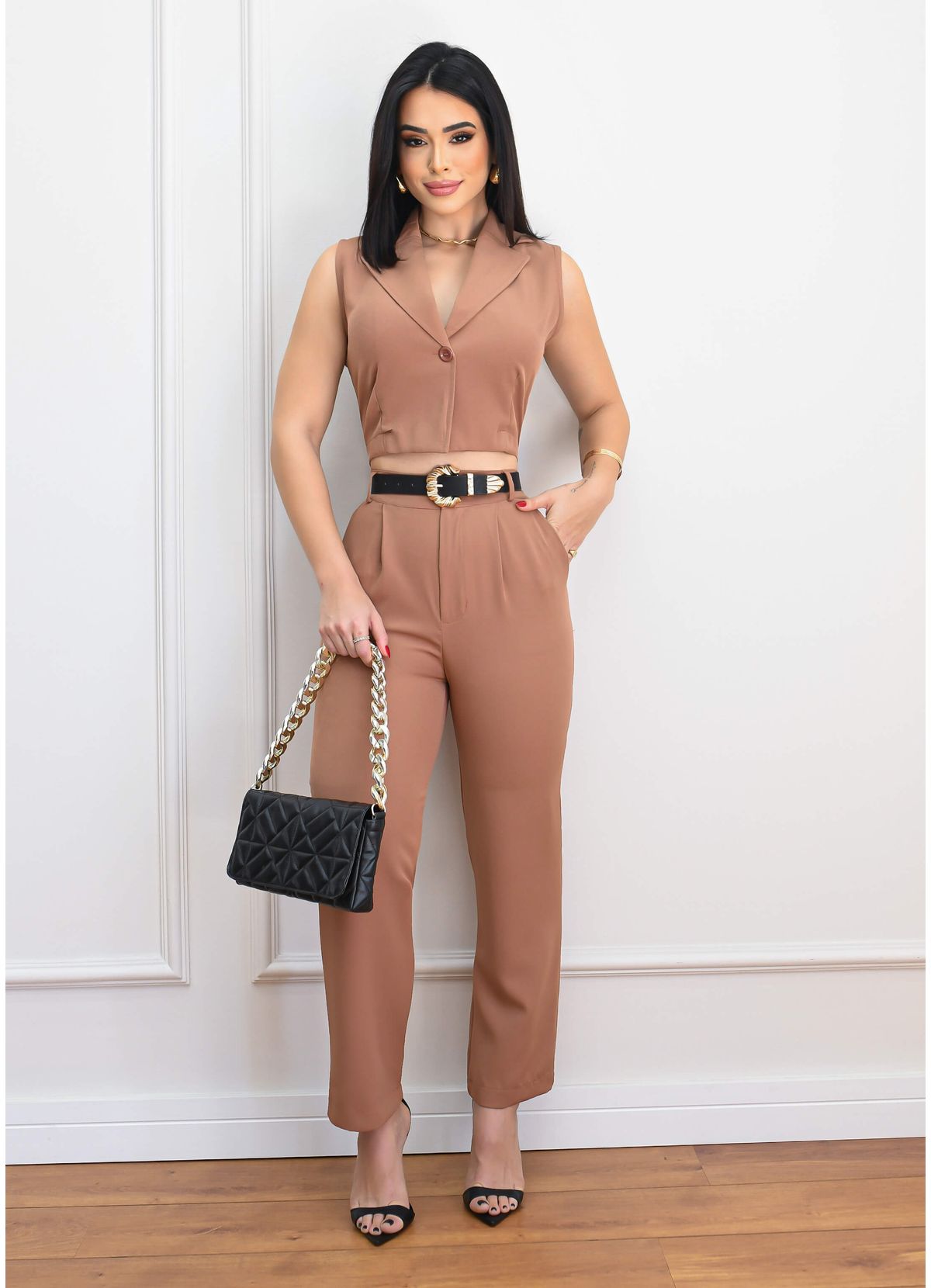 CROPPED SET WITH CLASSIC TAILORED TROUSERS