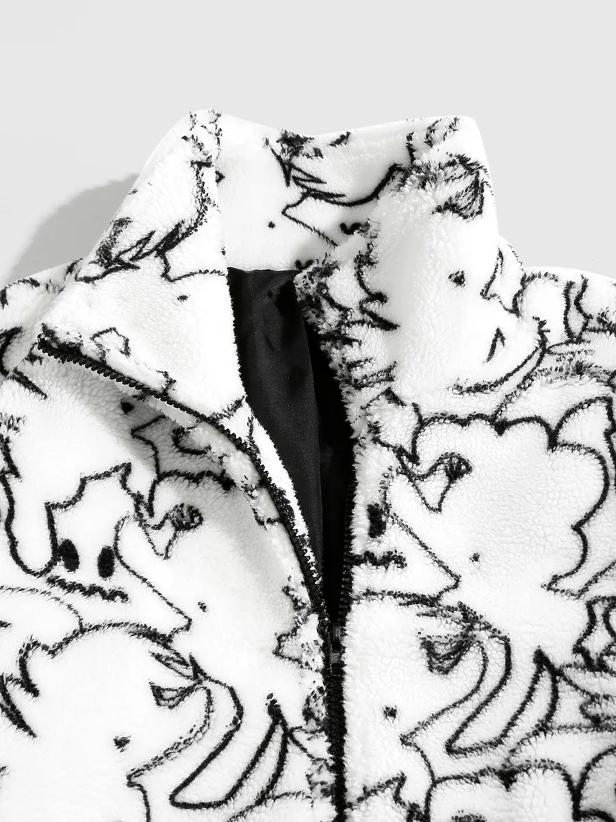 Men's Casual Oversized Print Coat Jacket