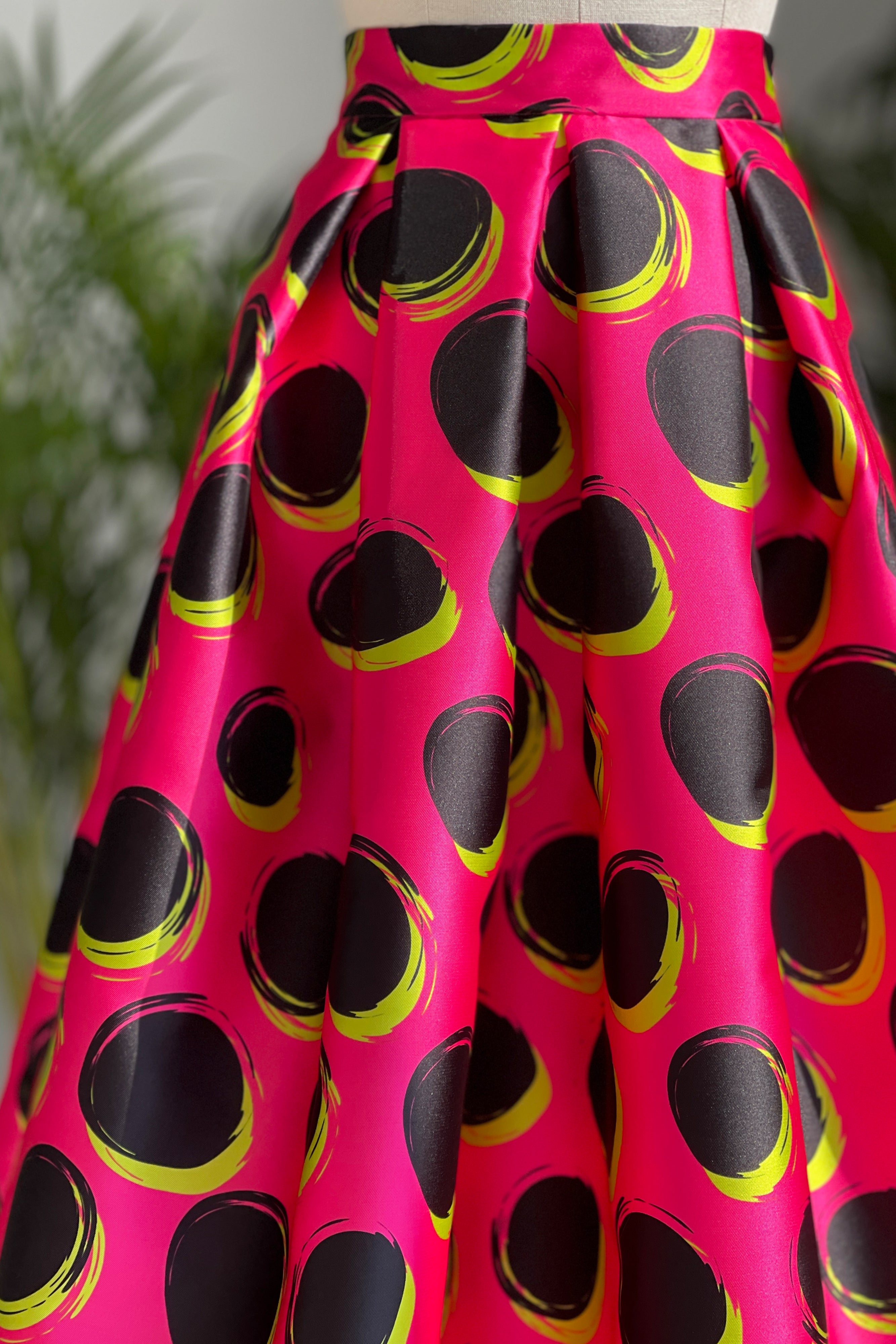 Gonna midi pois Fucsia Black