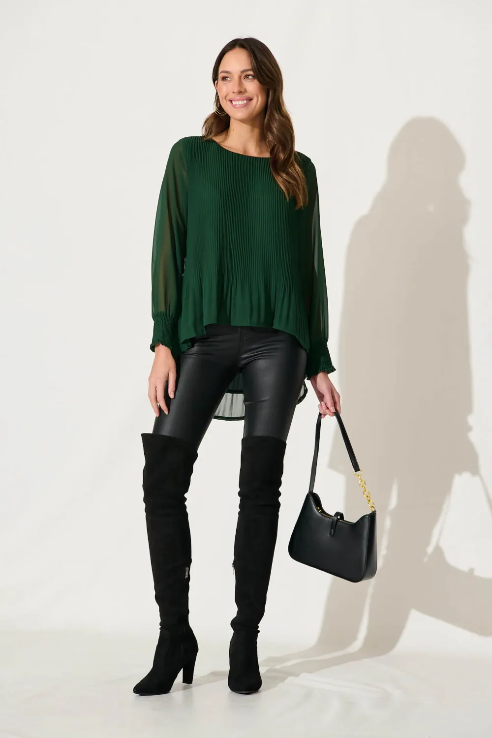 Beau Top In Emerald Chiffon