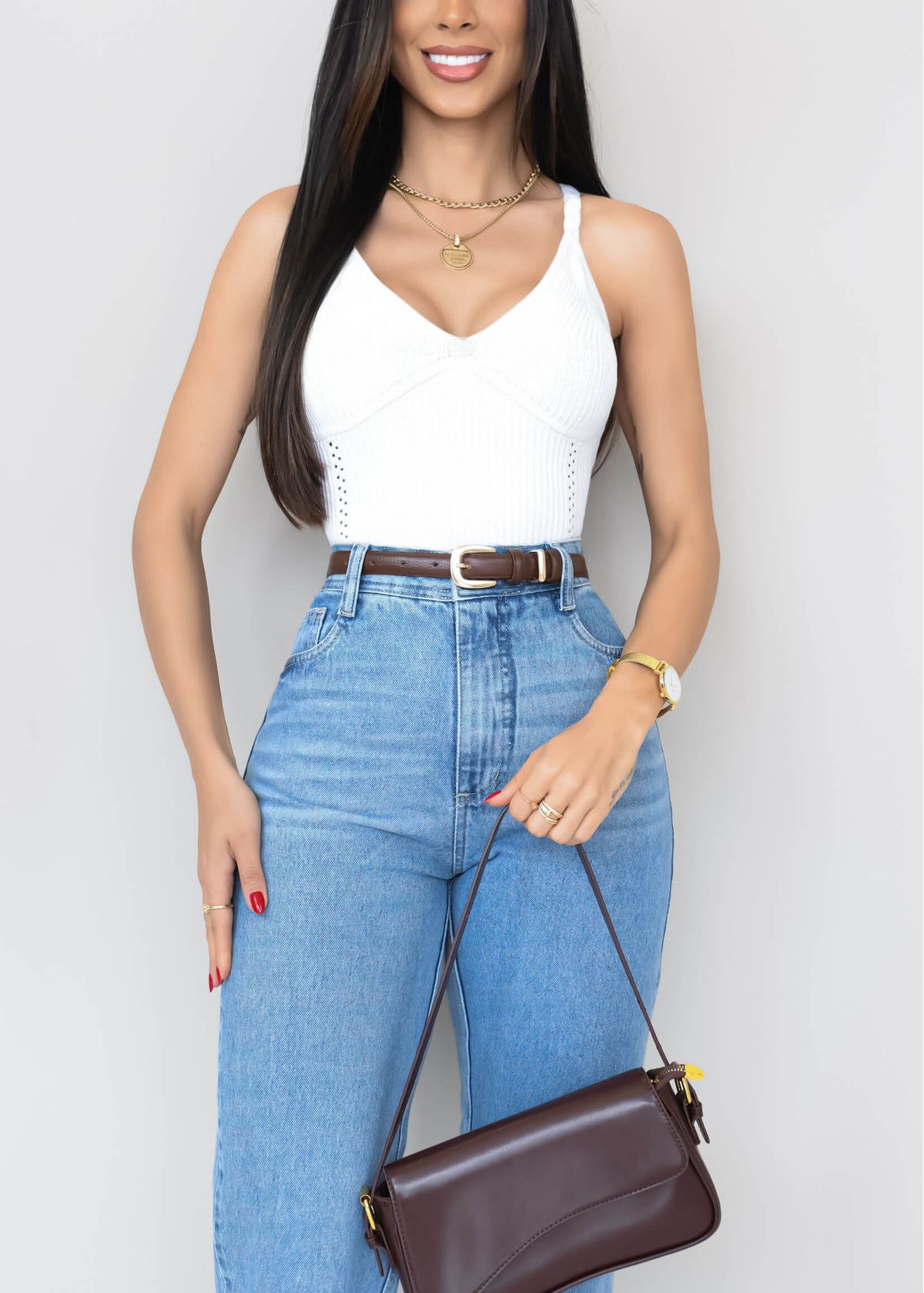 V-NECK CROPPED TOP WITH BRAIDED STRAPS