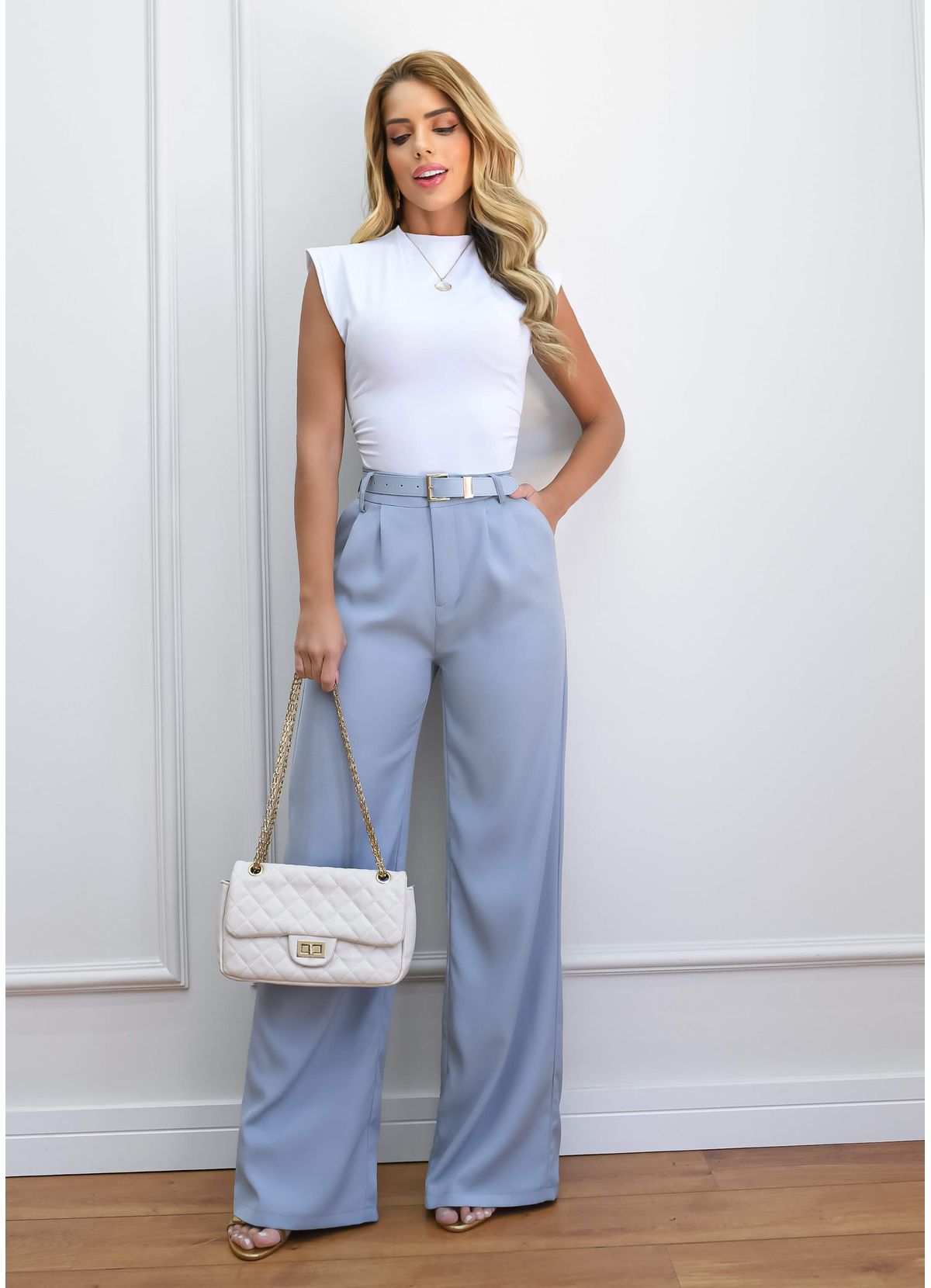 WIDE LEG PLEATED DRESS PANTS