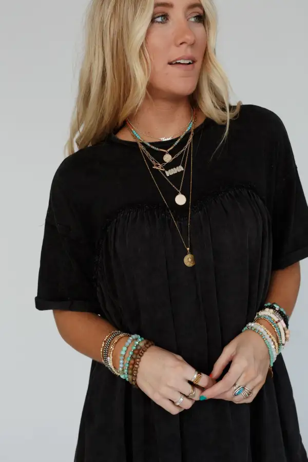 Keep In Touch Tunic Dress - Black