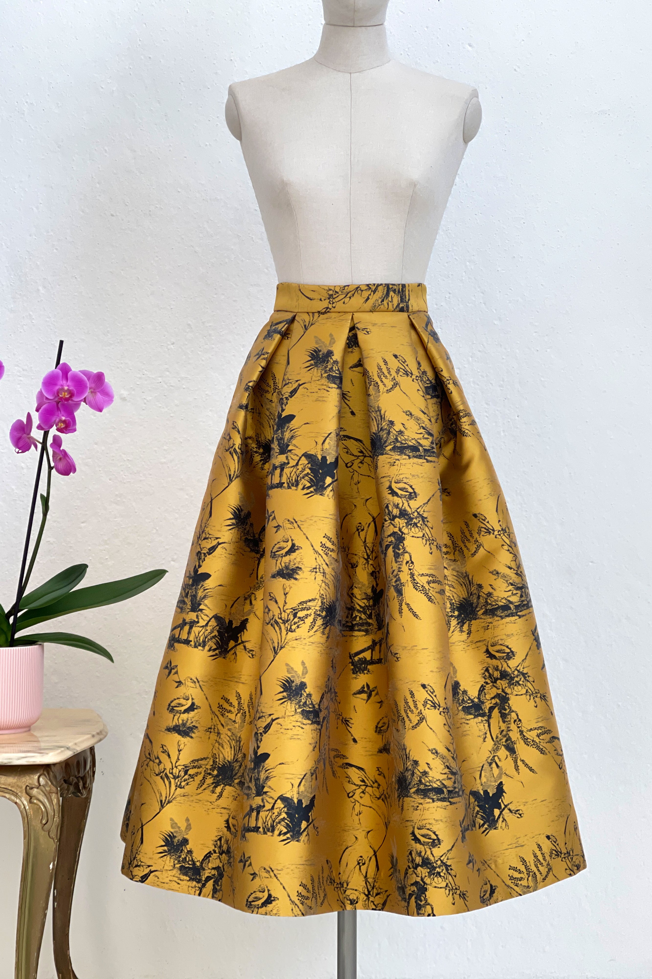 Gonna midi Toile de Jouy  Yellow