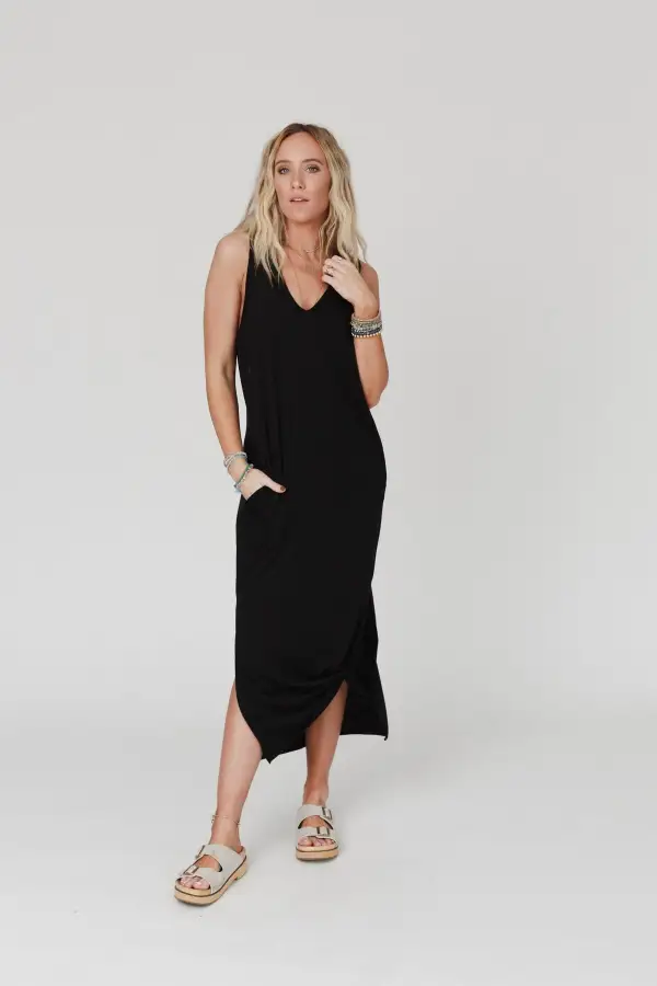 Forever Favorite Sleeveless Slit Maxi Dress - Black