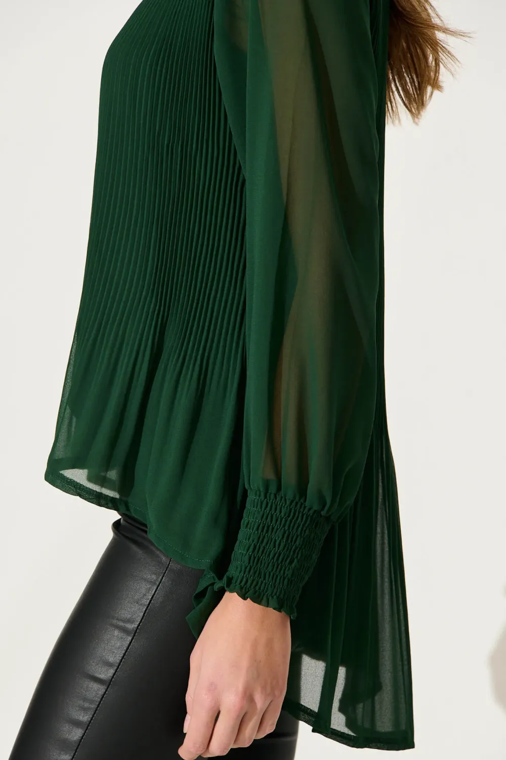 Beau Top In Emerald Chiffon