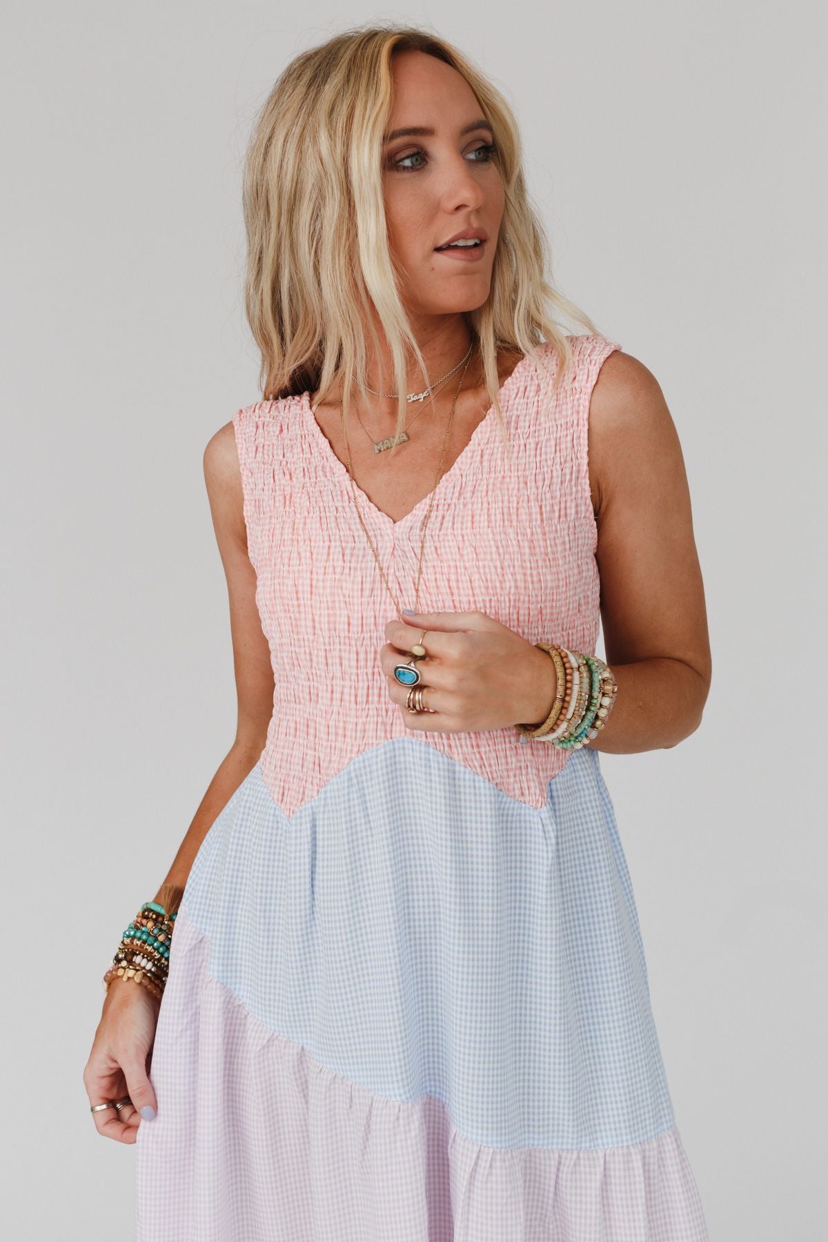 Friend Of Mine Tiered Maxi Dress - Pink Multi