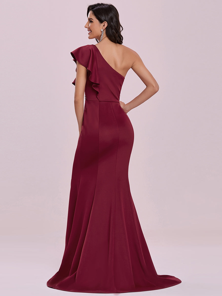 Elegant Maxi One Shoulder Wholesale Evening Dress with Side Split