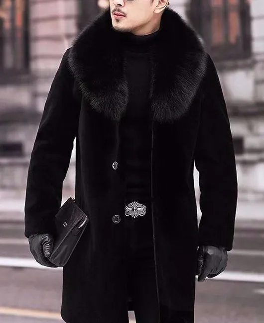 Daily Solid Fuzzy Collar Three Button Pockets Coat