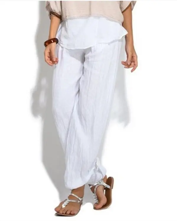Women Casual Button Plus Size Wide Leg Pants