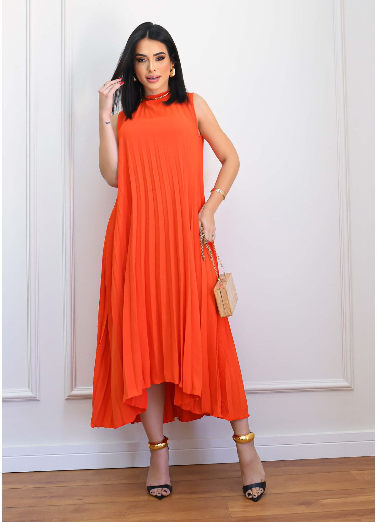 PLEATED MULLET MIDI DRESS