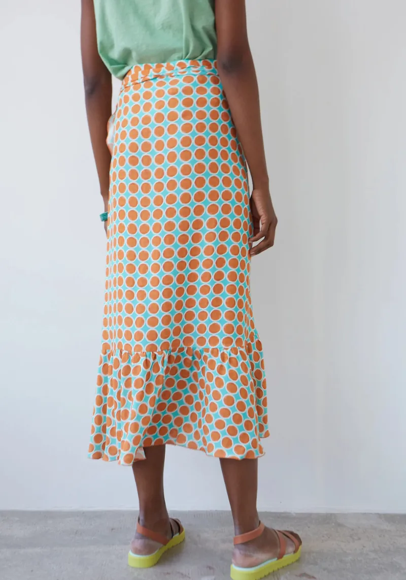 WATER PRINTED WRAP SKIRT