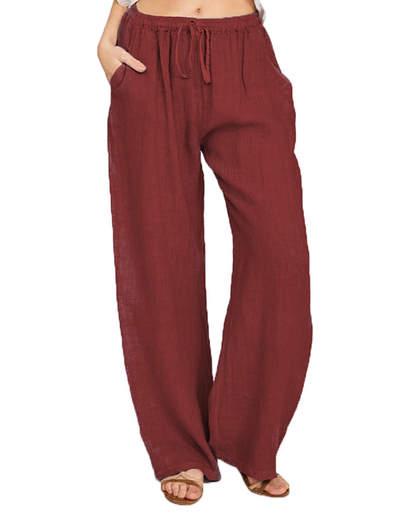 Casual Loose Linen Drawstring Elasticized Pants