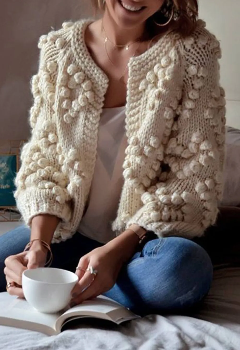 KNIT YOUR LOVE CARDIGAN IN IVORY