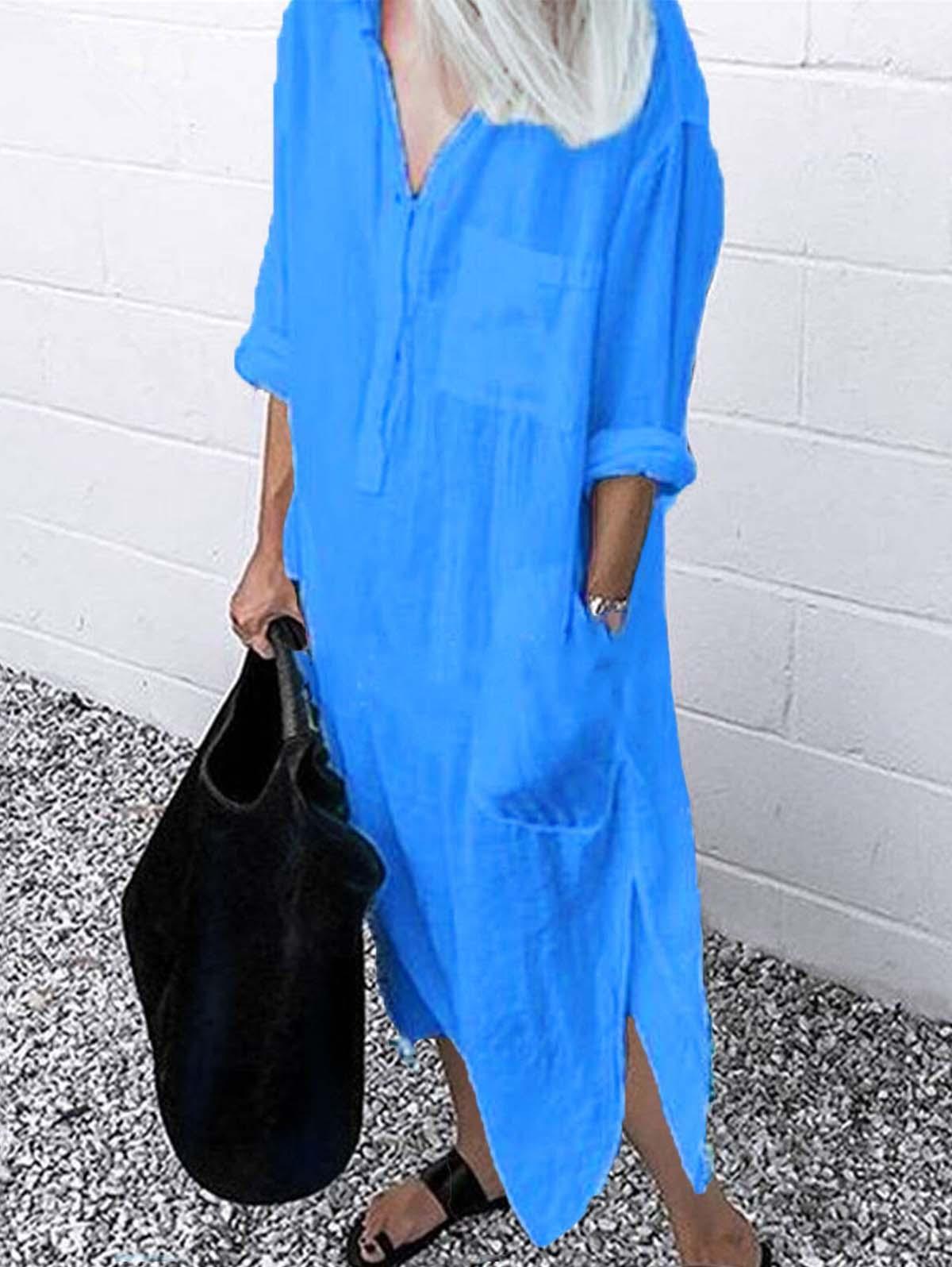 Women's Solid Casual Shirt Dress