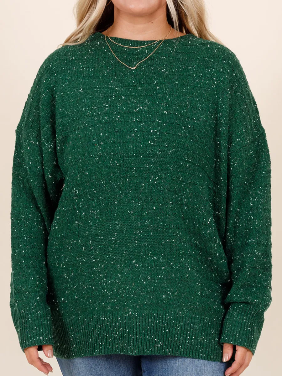 Dark green bright silk loose knit sweater