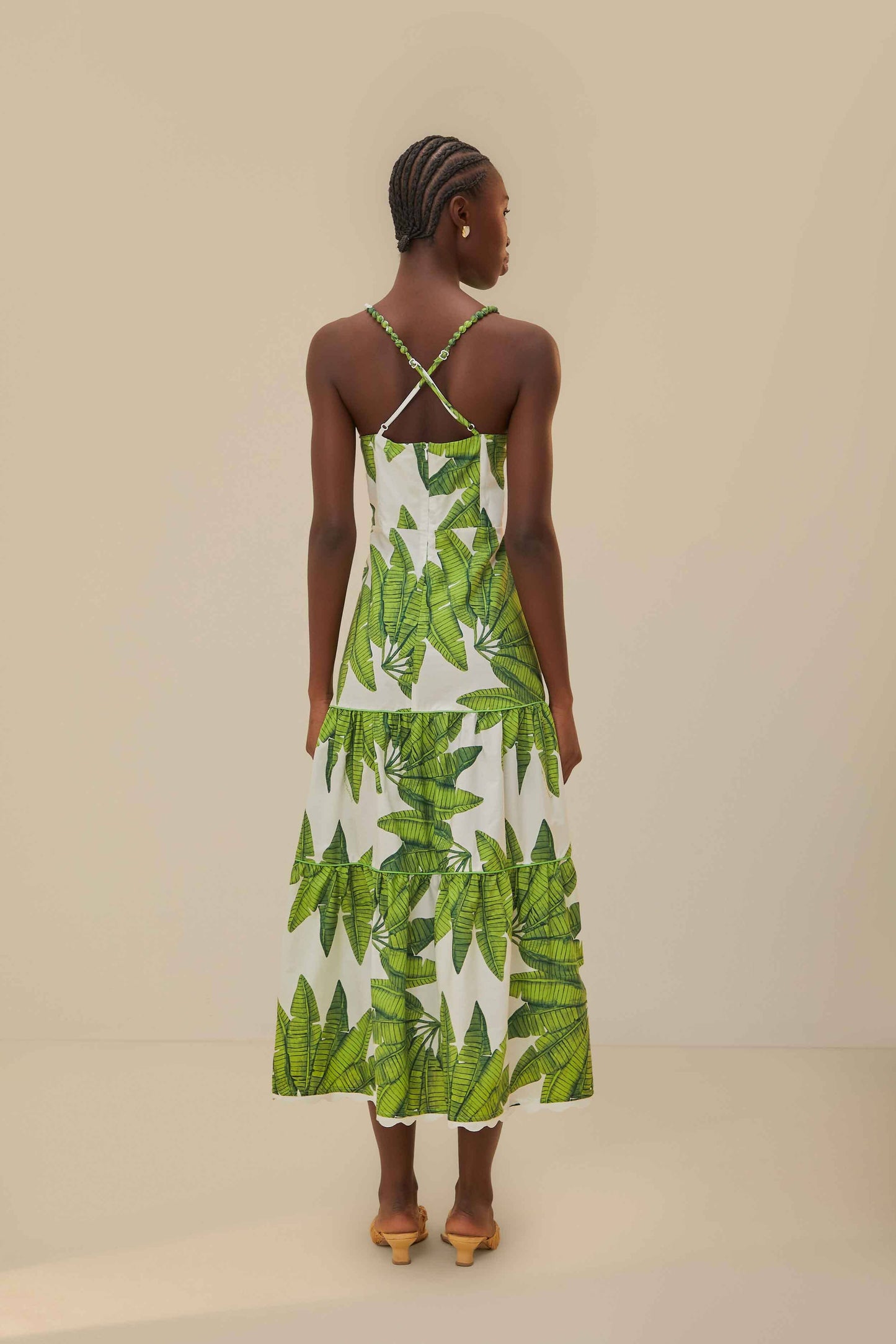 Off-White Palm Fan Midi Dress