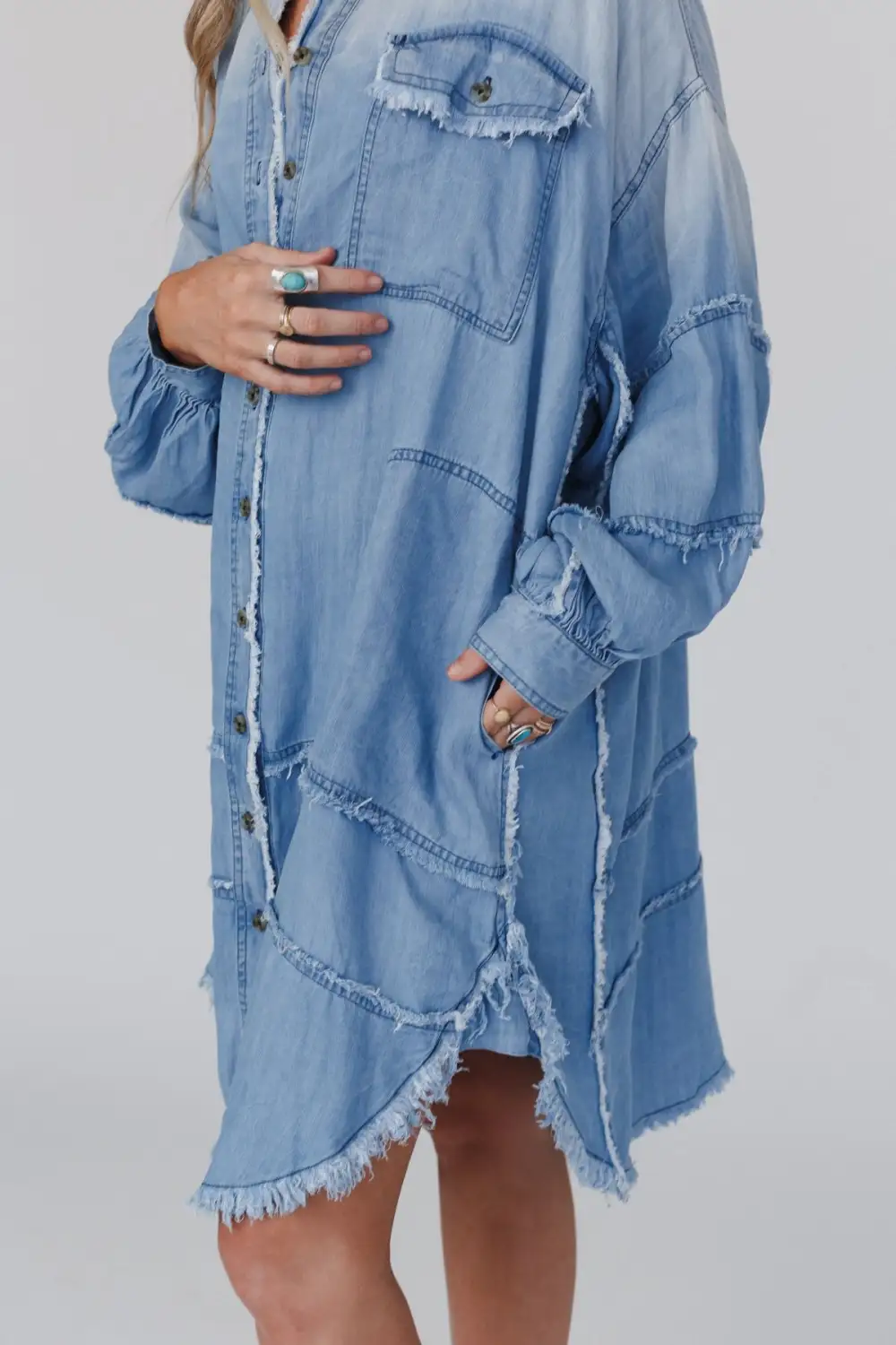 Ophelia Oversized Denim Dress - Washed Denim