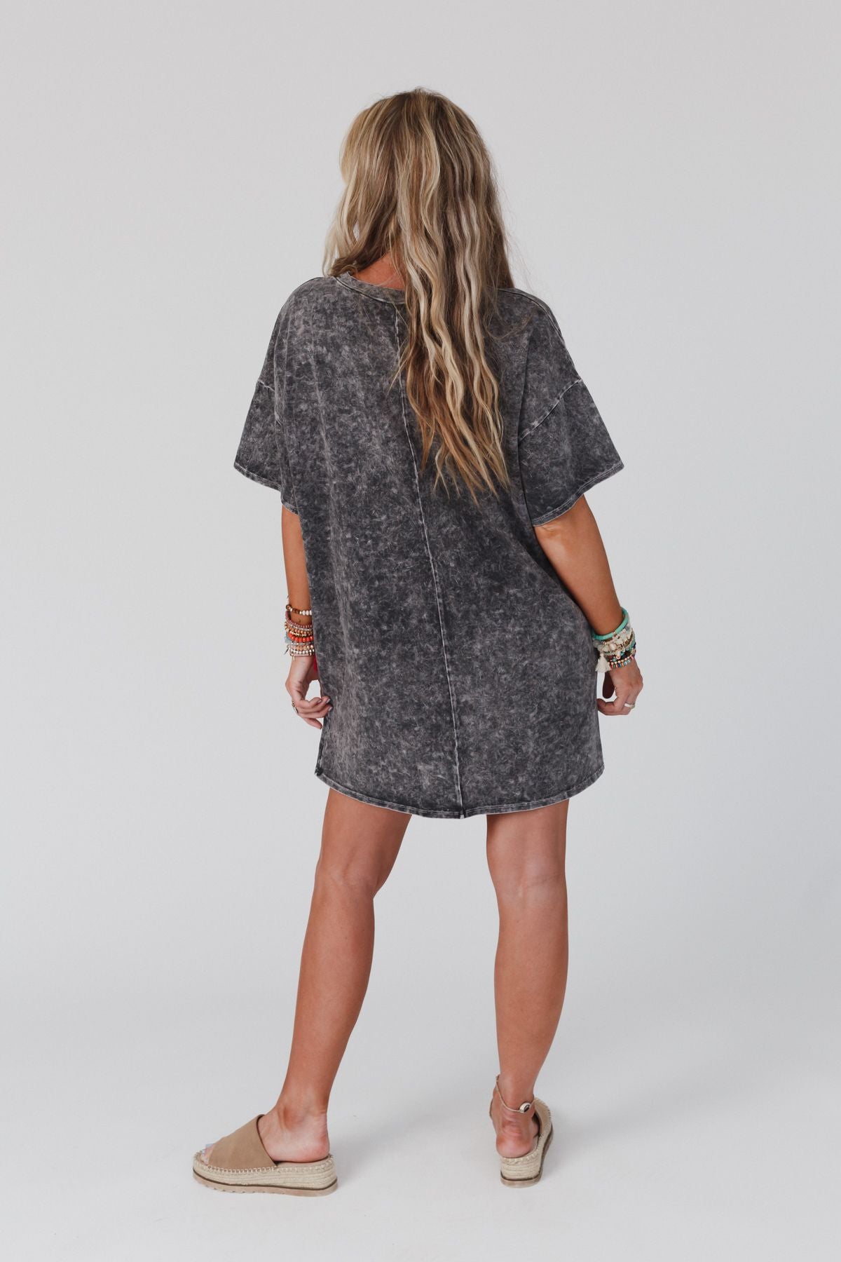 Starry Eyed Tee Dress - Charcoal