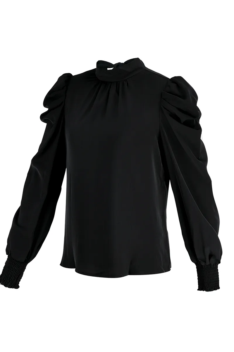 Black Fashion Casual Solid Basic Turtleneck Tops