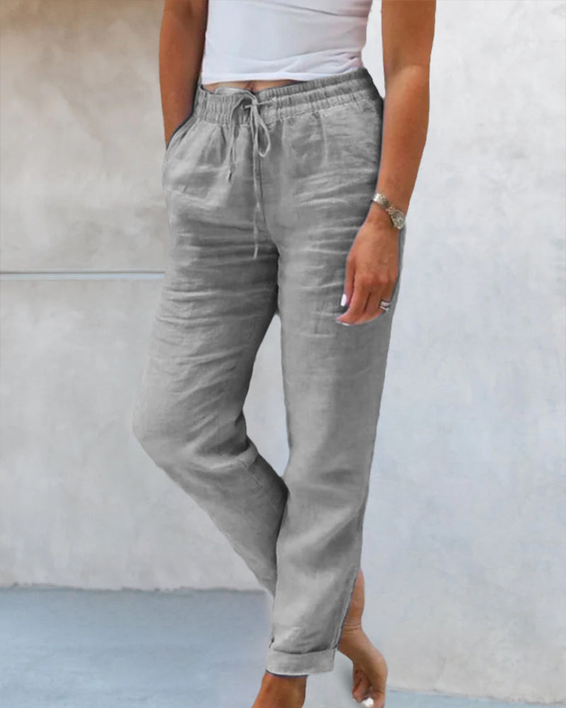 Casual  Solid Color Straight Leg Pant