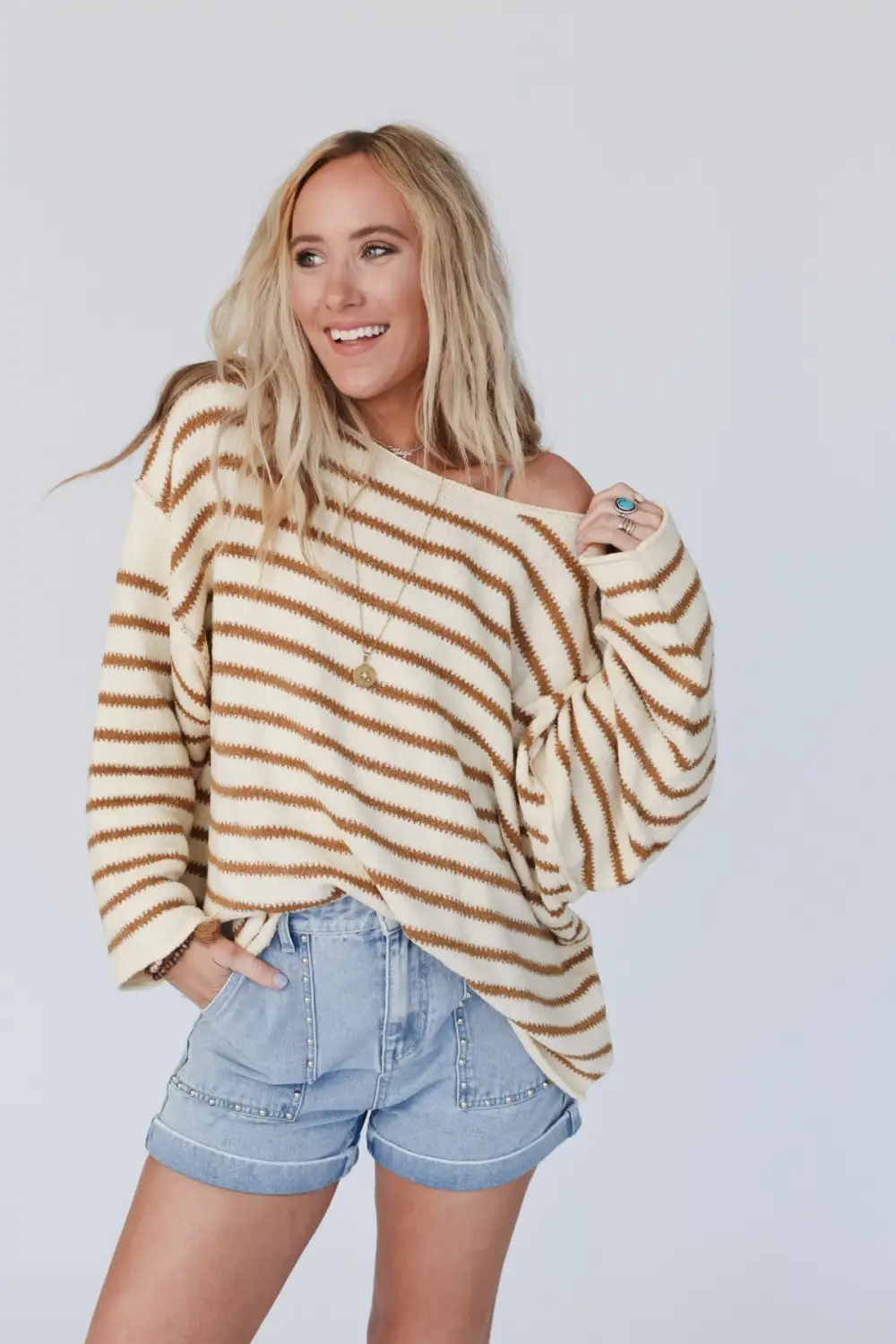 All My Stripes Oversized Sweater - Mustard