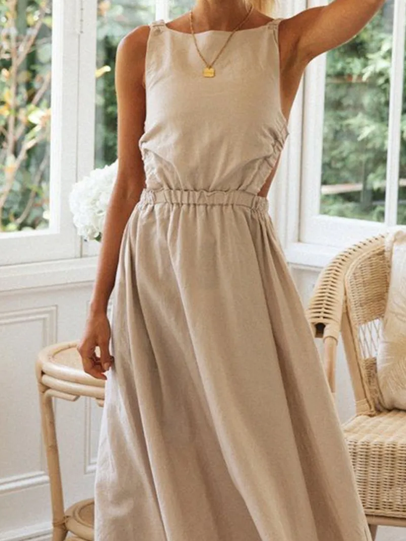 Women Casual Elegant Linen Dress