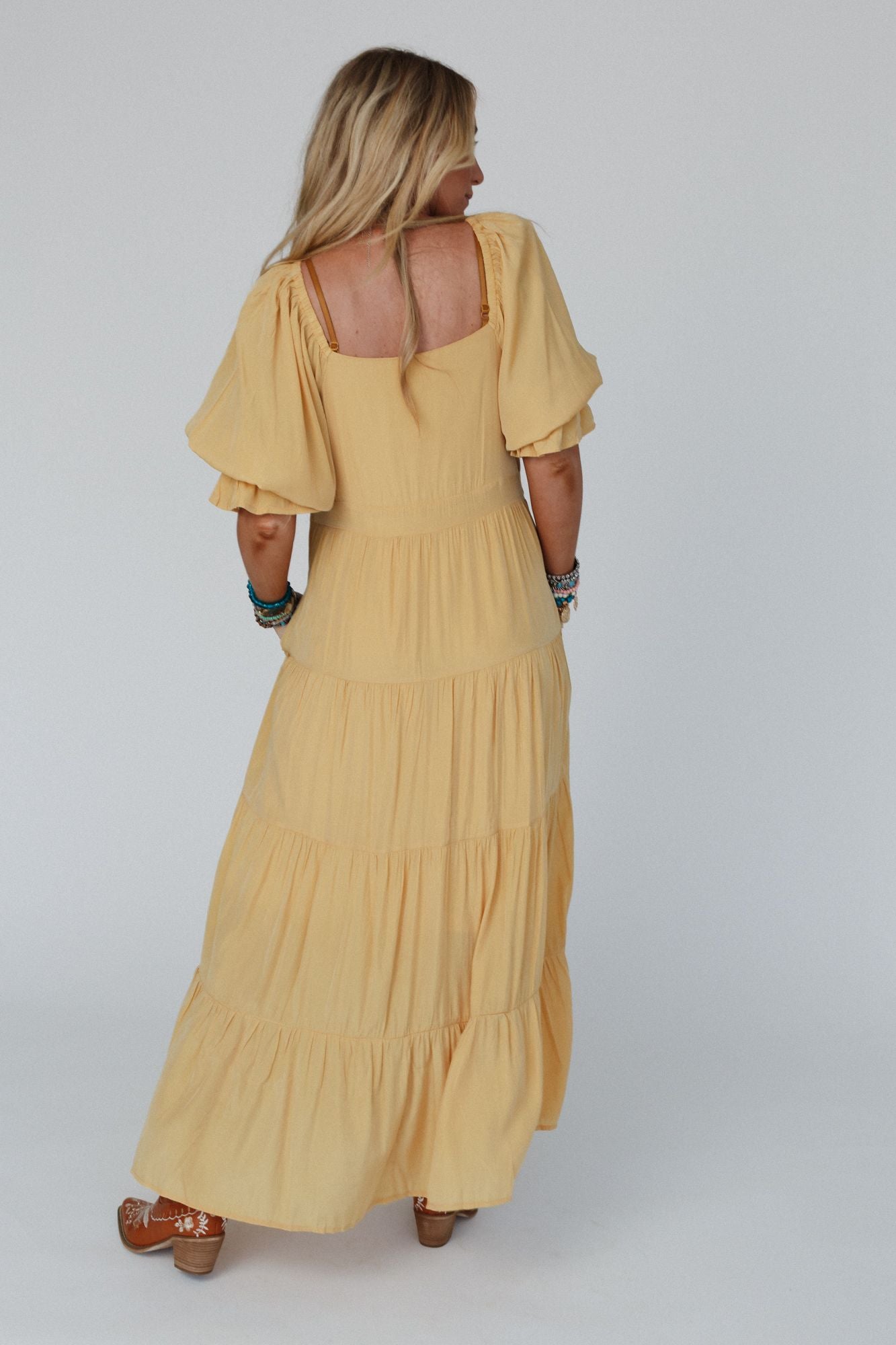 Waimea Tiered Maxi Dress - Mustard