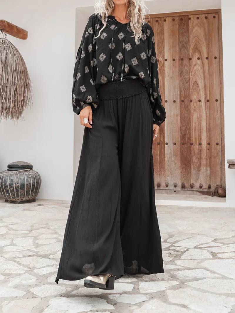 Bohemian Black Cotton Breeze Trousers