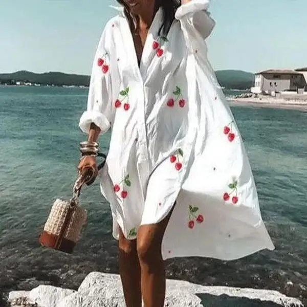 Vestido com camisa de flores temperamento elegante-1