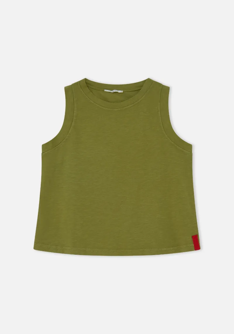 KHAKI COTTON T-SHIRT