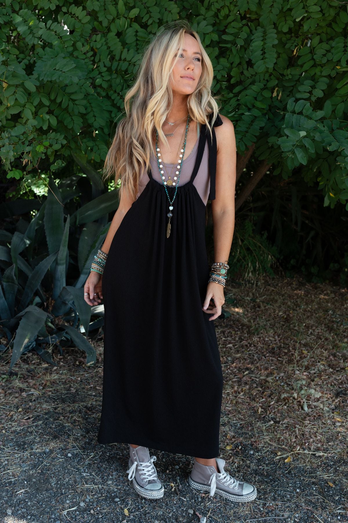 Forever Relaxed Gathered Dress - Black