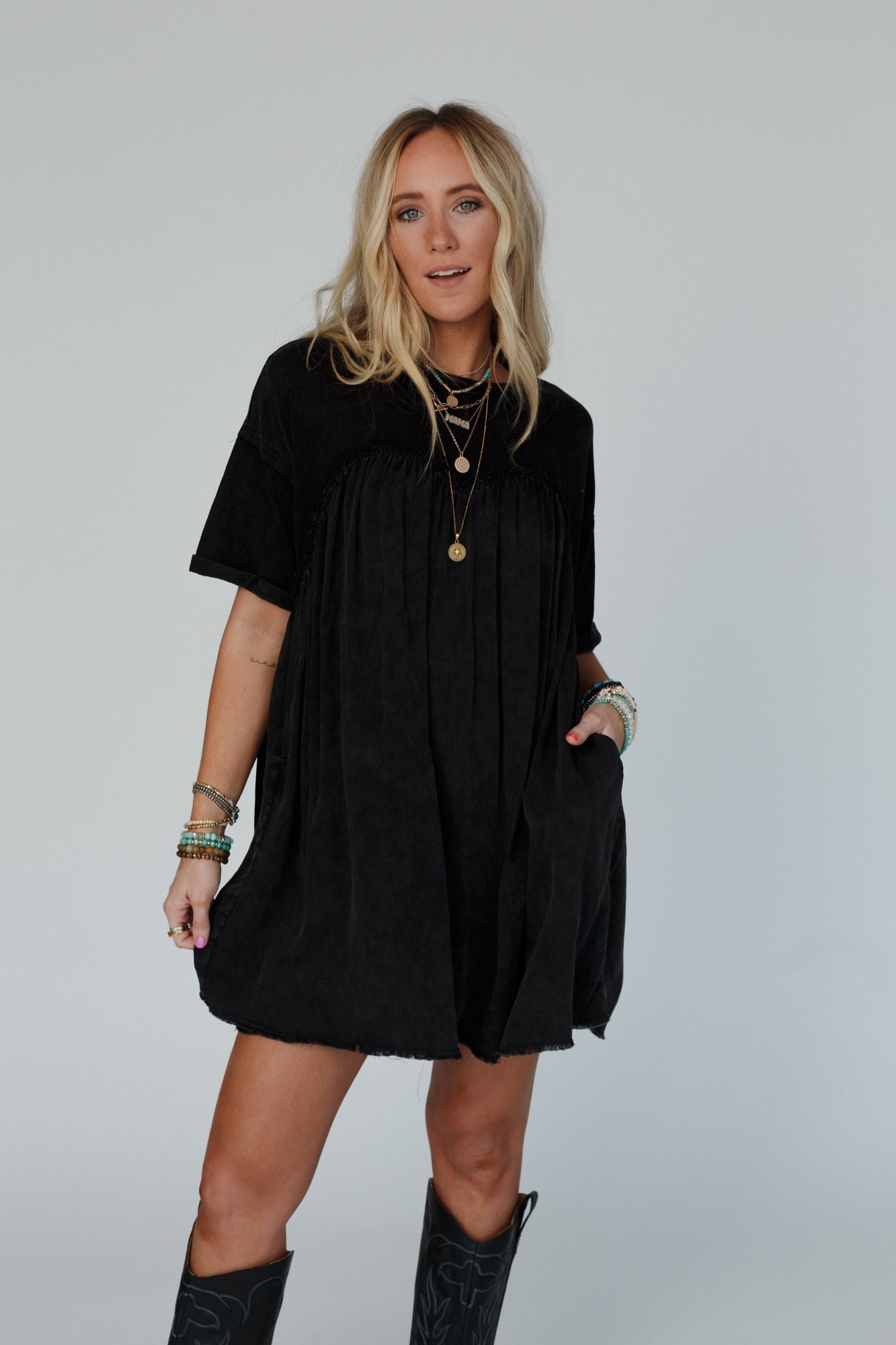 Keep In Touch Tunic Dress - Black