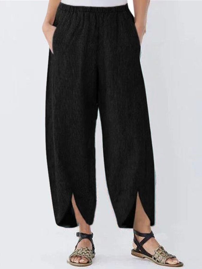 Women's Casual Pure Color Cotton Cropped Pants