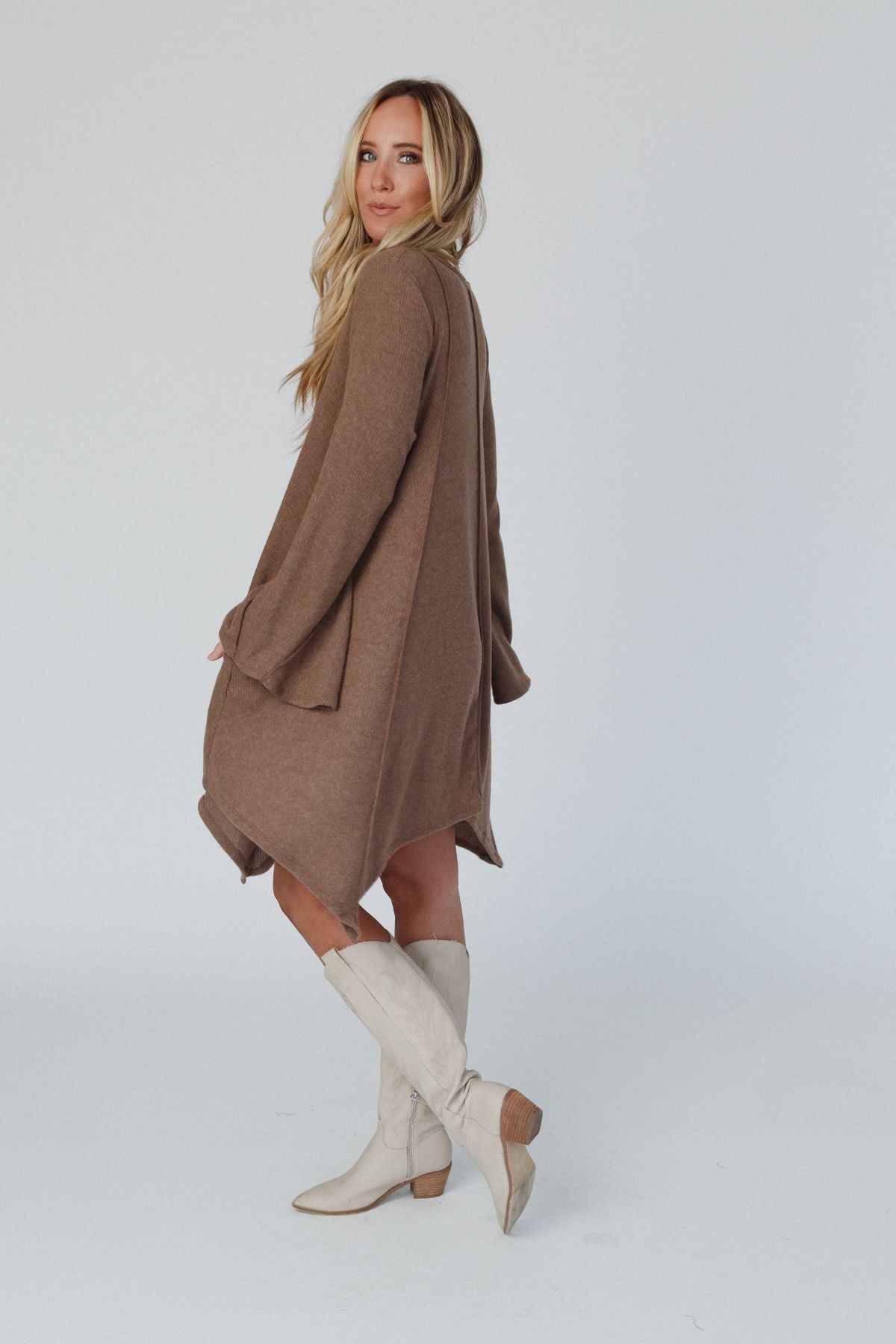 Golden Hour Long Bell Sleeve Tunic Dress - Mocha