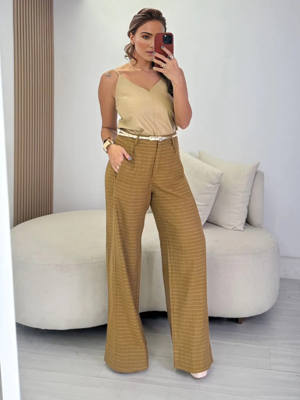 Striped Linen Open Pantaloon Trousers