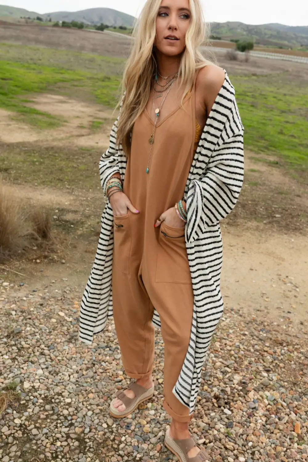 Venyx Striped Duster Cardigan - Cream Black